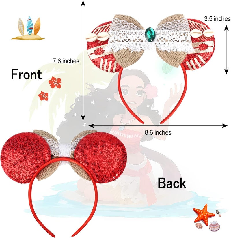 ETLUK Mouse Ears Headband, Tropical Island–Inspired Hairs Accessories for Women Girls Adult, Sequin Bow Headbands for Cosplay Accessories Party Decorations - Image 2